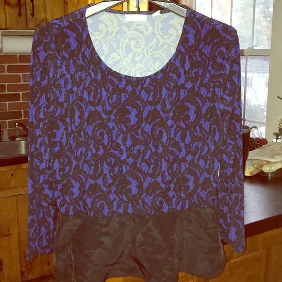 Blue and black peplum top EUC - Picture 1 of 1